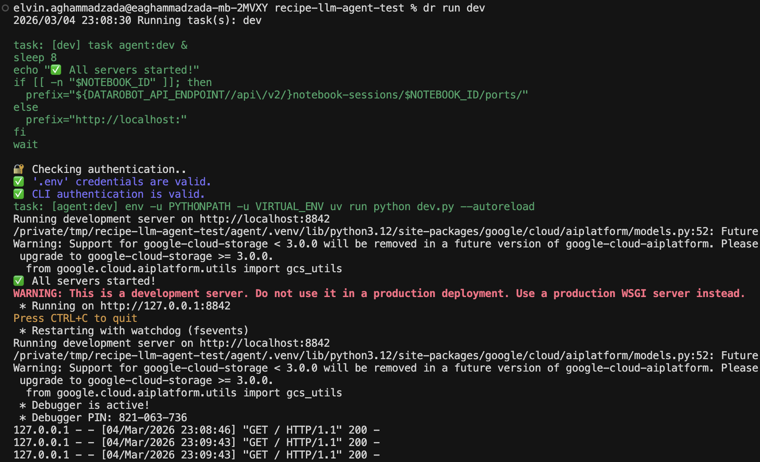 Agent environment setup